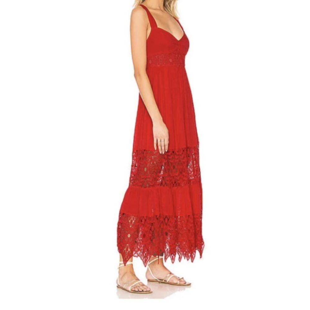 Free People Dress Women's 6 Rhapsody Crochet Lace Boho Fairy Western Maxi Dress - Picture 2 of 16